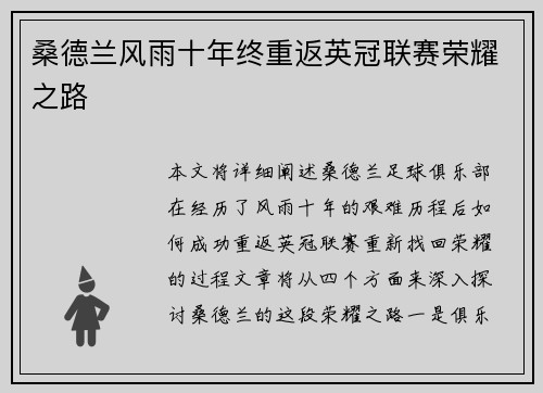 桑德兰风雨十年终重返英冠联赛荣耀之路 桑德兰风雨十年终重返英冠联赛荣耀之路